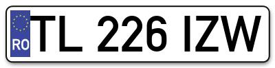 Placuta inmatriculare numar auto  TL-226-IZW, TL 226 IZW, TL226IZW