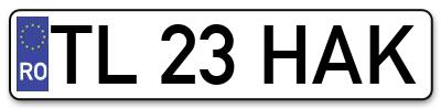 Placuta inmatriculare numar auto  TL-23-HAK, TL 23 HAK, TL23HAK