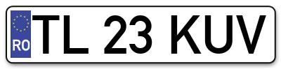 Placuta inmatriculare numar auto  TL-23-KUV, TL 23 KUV, TL23KUV