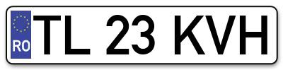 Placuta inmatriculare numar auto  TL-23-KVH, TL 23 KVH, TL23KVH
