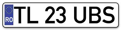 Placuta inmatriculare numar auto  TL-23-UBS, TL 23 UBS, TL23UBS