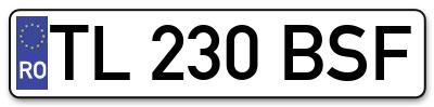 Placuta inmatriculare numar auto  TL-230-BSF, TL 230 BSF, TL230BSF