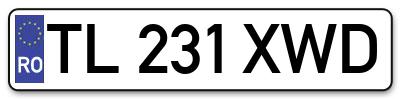 Placuta inmatriculare numar auto  TL-231-XWD, TL 231 XWD, TL231XWD