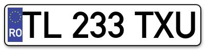Placuta inmatriculare numar auto  TL-233-TXU, TL 233 TXU, TL233TXU