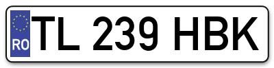 Placuta inmatriculare numar auto  TL-239-HBK, TL 239 HBK, TL239HBK