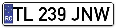 Placuta inmatriculare numar auto  TL-239-JNW, TL 239 JNW, TL239JNW