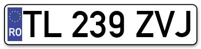 Placuta inmatriculare numar auto  TL-239-ZVJ, TL 239 ZVJ, TL239ZVJ