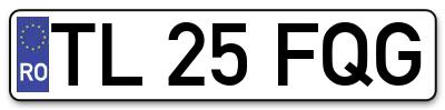 Placuta inmatriculare numar auto  TL-25-FQG, TL 25 FQG, TL25FQG