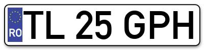 Placuta inmatriculare numar auto  TL-25-GPH, TL 25 GPH, TL25GPH