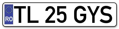 Placuta inmatriculare numar auto  TL-25-GYS, TL 25 GYS, TL25GYS
