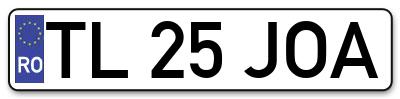 Placuta inmatriculare numar auto  TL-25-JOA, TL 25 JOA, TL25JOA