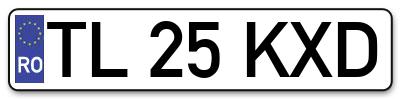 Placuta inmatriculare numar auto  TL-25-KXD, TL 25 KXD, TL25KXD