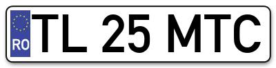 Placuta inmatriculare numar auto  TL-25-MTC, TL 25 MTC, TL25MTC