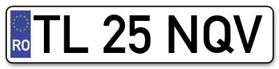 Placuta inmatriculare numar auto  TL-25-NQV, TL 25 NQV, TL25NQV