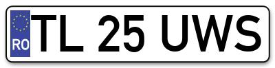 Placuta inmatriculare numar auto  TL-25-UWS, TL 25 UWS, TL25UWS