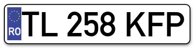 Placuta inmatriculare numar auto  TL-258-KFP, TL 258 KFP, TL258KFP