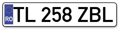 Placuta inmatriculare numar auto  TL-258-ZBL, TL 258 ZBL, TL258ZBL