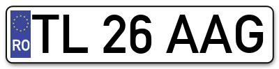 Placuta inmatriculare numar auto  TL-26-AAG, TL 26 AAG, TL26AAG