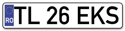 Placuta inmatriculare numar auto  TL-26-EKS, TL 26 EKS, TL26EKS