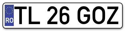 Placuta inmatriculare numar auto  TL-26-GOZ, TL 26 GOZ, TL26GOZ
