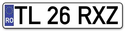 Placuta inmatriculare numar auto  TL-26-RXZ, TL 26 RXZ, TL26RXZ