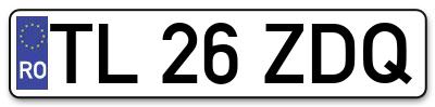 Placuta inmatriculare numar auto  TL-26-ZDQ, TL 26 ZDQ, TL26ZDQ