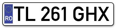 Placuta inmatriculare numar auto  TL-261-GHX, TL 261 GHX, TL261GHX
