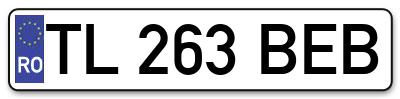Placuta inmatriculare numar auto  TL-263-BEB, TL 263 BEB, TL263BEB