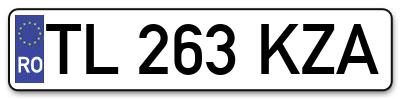 Placuta inmatriculare numar auto  TL-263-KZA, TL 263 KZA, TL263KZA