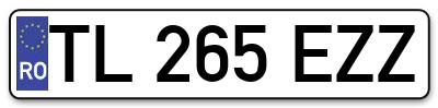 Placuta inmatriculare numar auto  TL-265-EZZ, TL 265 EZZ, TL265EZZ