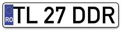 Placuta inmatriculare numar auto  TL-27-DDR, TL 27 DDR, TL27DDR