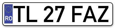 Placuta inmatriculare numar auto  TL-27-FAZ, TL 27 FAZ, TL27FAZ