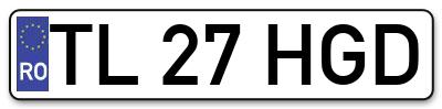 Placuta inmatriculare numar auto  TL-27-HGD, TL 27 HGD, TL27HGD