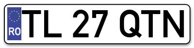 Placuta inmatriculare numar auto  TL-27-QTN, TL 27 QTN, TL27QTN