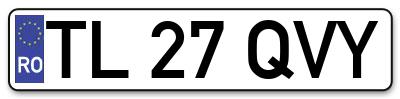 Placuta inmatriculare numar auto  TL-27-QVY, TL 27 QVY, TL27QVY