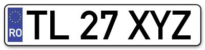 Placuta inmatriculare numar auto  TL-27-XYZ, TL 27 XYZ, TL27XYZ