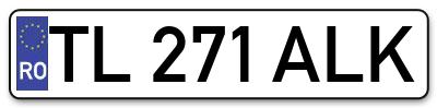 Placuta inmatriculare numar auto  TL-271-ALK, TL 271 ALK, TL271ALK