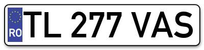 Placuta inmatriculare numar auto  TL-277-VAS, TL 277 VAS, TL277VAS