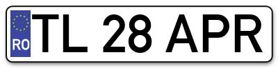 Placuta inmatriculare numar auto  TL-28-APR, TL 28 APR, TL28APR