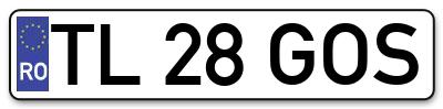 Placuta inmatriculare numar auto  TL-28-GOS, TL 28 GOS, TL28GOS