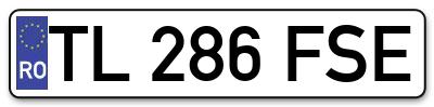 Placuta inmatriculare numar auto  TL-286-FSE, TL 286 FSE, TL286FSE