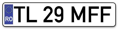 Placuta inmatriculare numar auto  TL-29-MFF, TL 29 MFF, TL29MFF