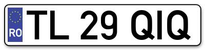 Placuta inmatriculare numar auto  TL-29-QIQ, TL 29 QIQ, TL29QIQ