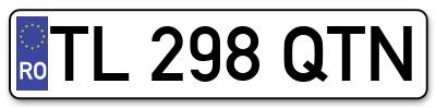 Placuta inmatriculare numar auto  TL-298-QTN, TL 298 QTN, TL298QTN