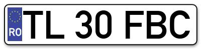 Placuta inmatriculare numar auto  TL-30-FBC, TL 30 FBC, TL30FBC