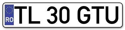 Placuta inmatriculare numar auto  TL-30-GTU, TL 30 GTU, TL30GTU