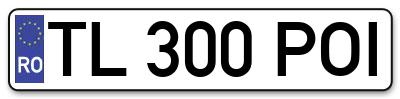 Placuta inmatriculare numar auto  TL-300-POI, TL 300 POI, TL300POI