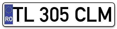 Placuta inmatriculare numar auto  TL-305-CLM, TL 305 CLM, TL305CLM
