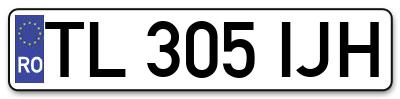 Placuta inmatriculare numar auto  TL-305-IJH, TL 305 IJH, TL305IJH