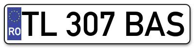 Placuta inmatriculare numar auto  TL-307-BAS, TL 307 BAS, TL307BAS